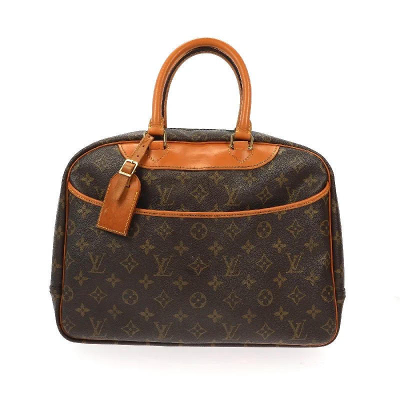 Louis Vuitton bags with a chain - link trim and a leather body for a modern edgeLOUIS VUITTON Deauville Handbag in Brown Canvas